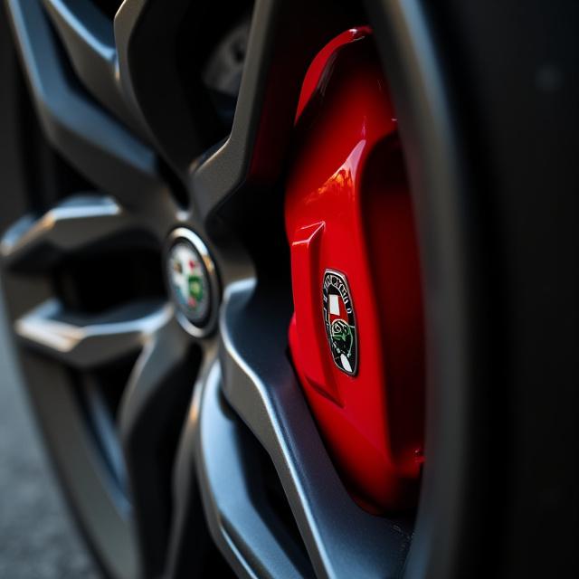 Dettaglio ravvicinato di un cerchio in lega lucido e finemente pulito di un'auto